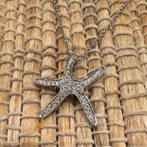 Touchstone Crystal Silver Starfish Pendant Necklace